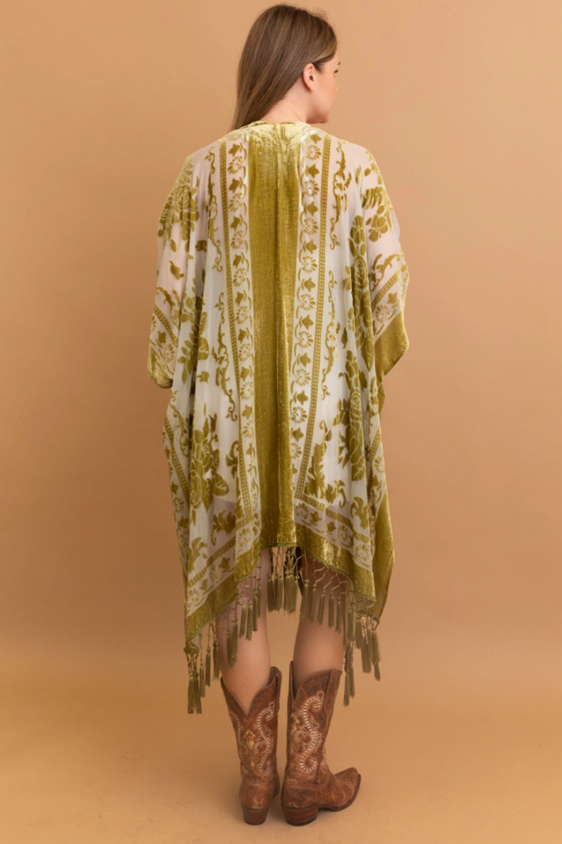 •SOLEIL• tasseled velvet burnout cardigan