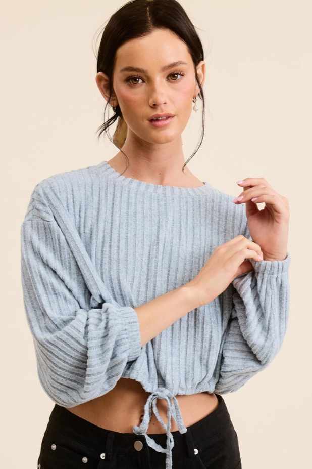 •ARDEN• drawstring waist long sleeve top