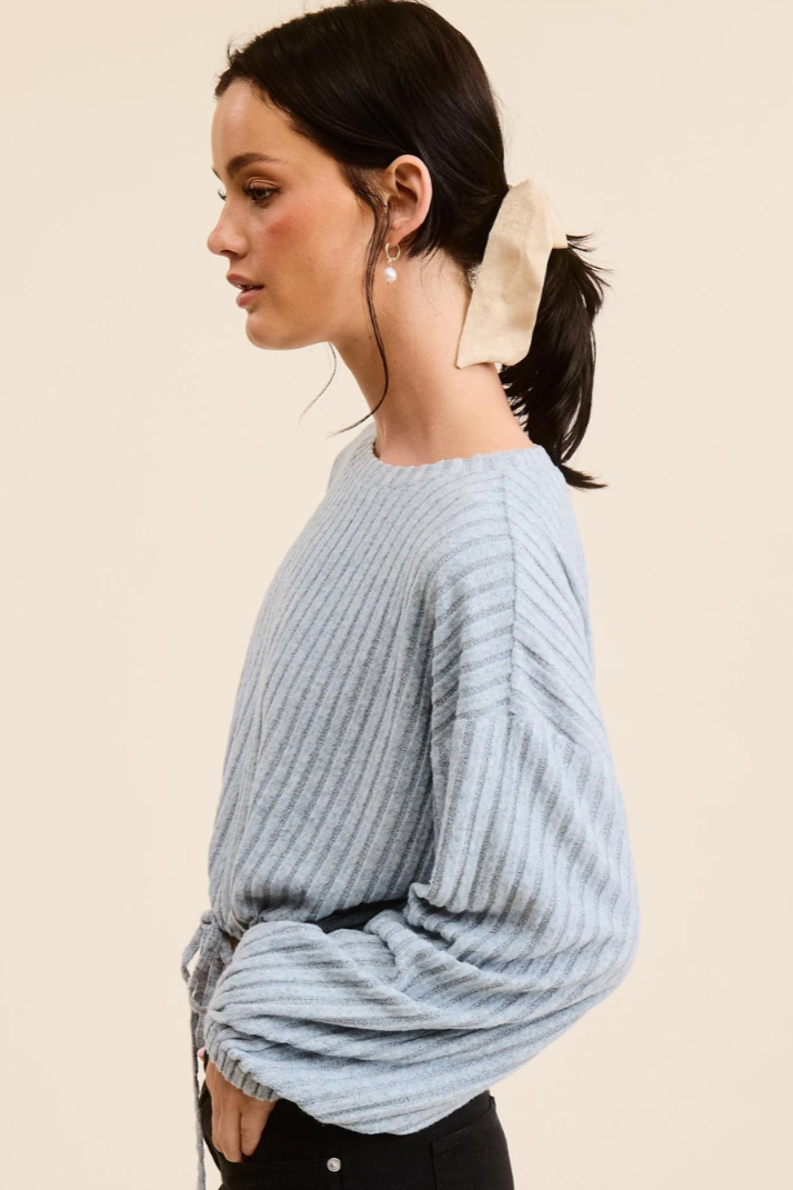 •ARDEN• drawstring waist long sleeve top