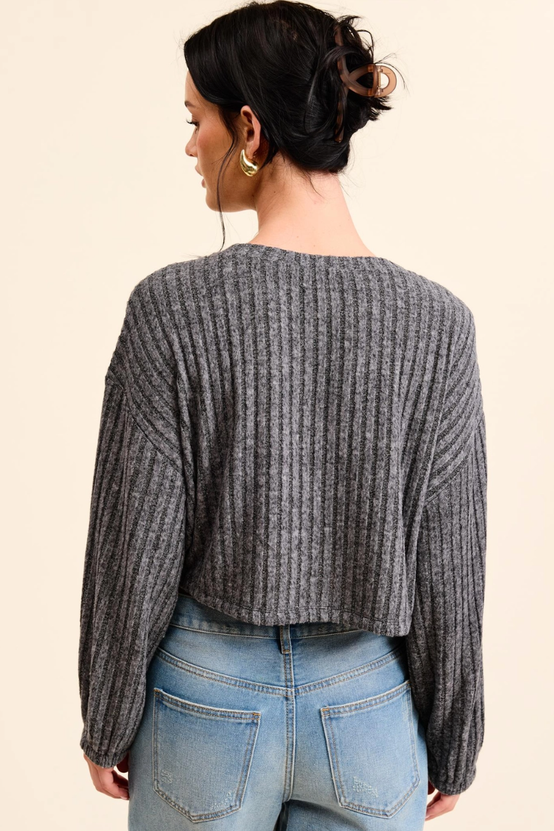 •ARDEN• drawstring waist long sleeve top