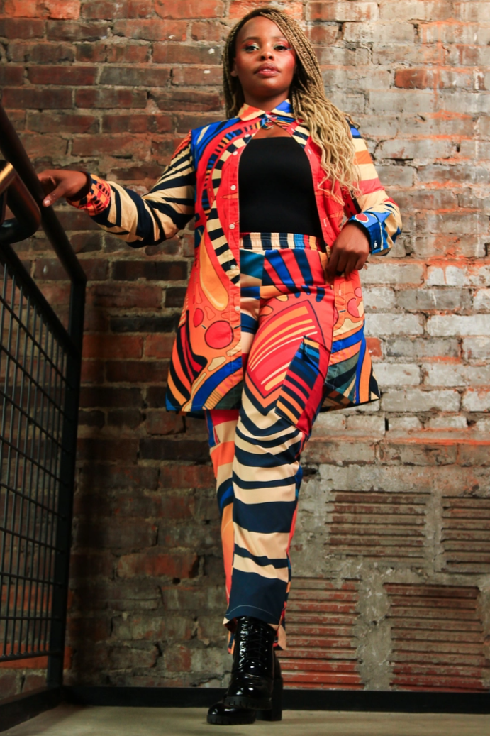 •CIRCUS SUNSET• locally designed abstract cargo pants