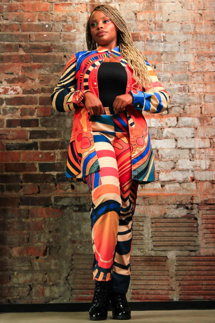 •CIRCUS SUNSET• locally designed abstract cargo pants