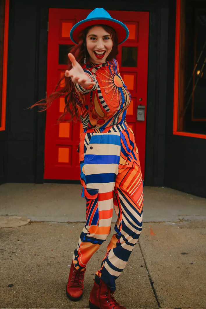 •CIRCUS SUNSET• locally designed abstract cargo pants