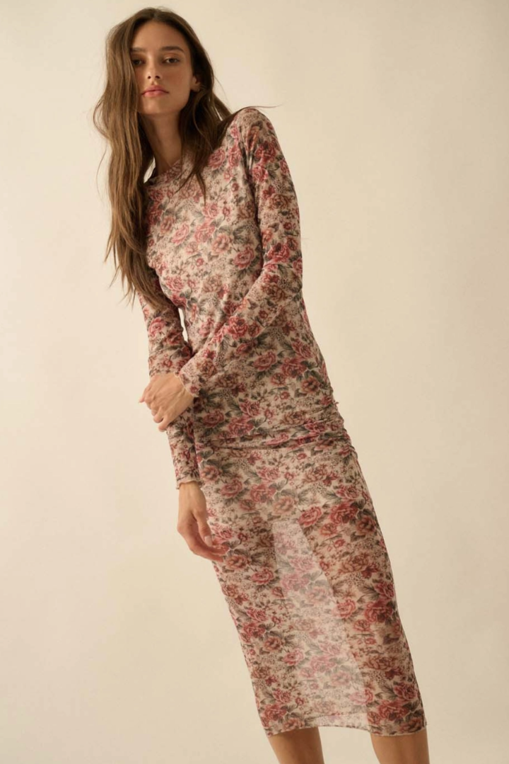 •BELLADONNA• long sleeve mesh midi dress