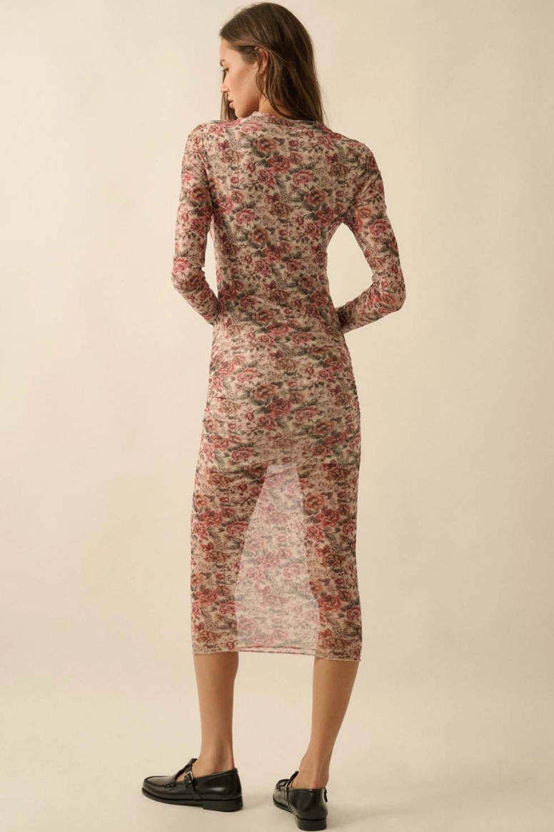 •BELLADONNA• long sleeve mesh midi dress
