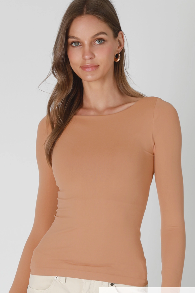 •CLEAN LINE BOAT NECK• long sleeve top (USA)