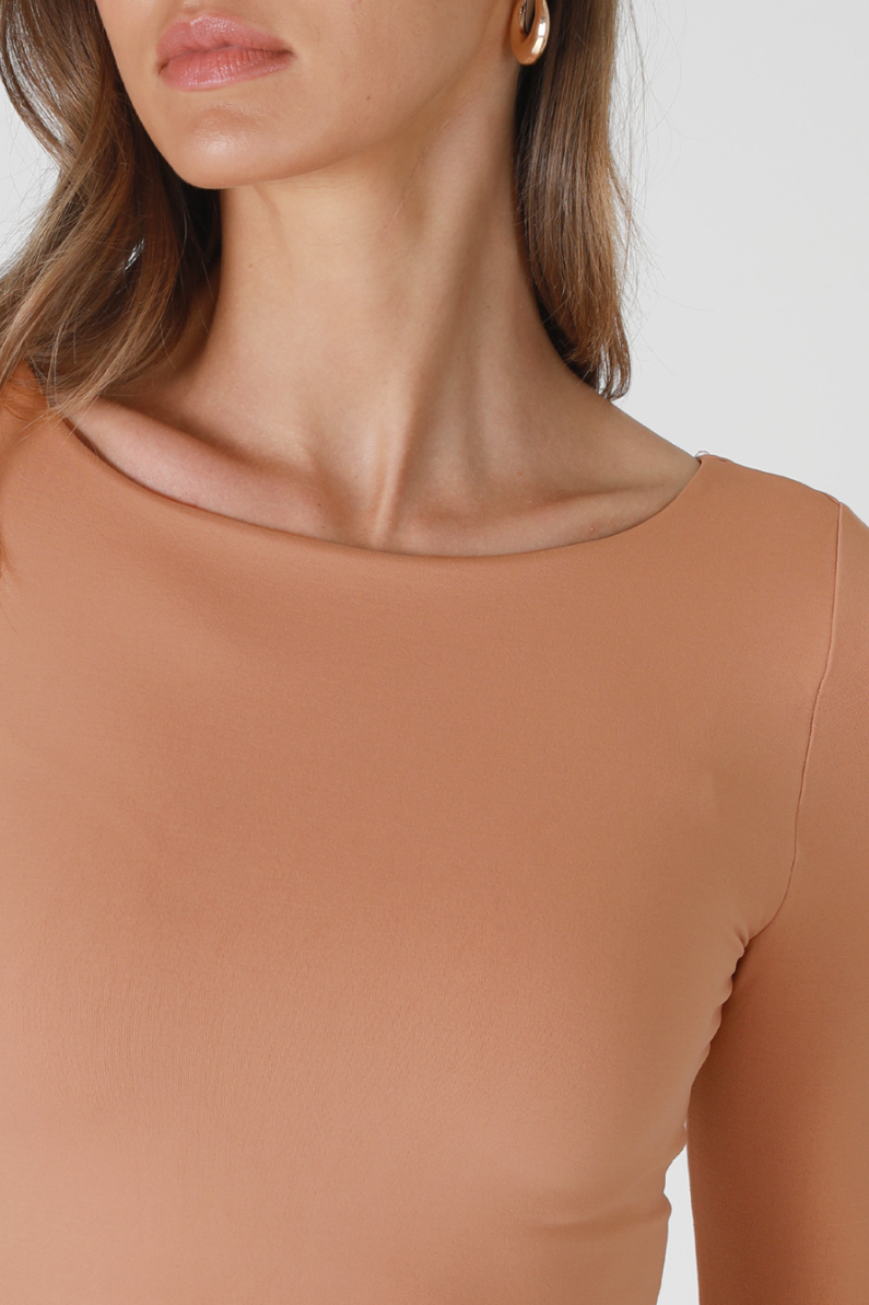 •CLEAN LINE BOAT NECK• long sleeve top (USA)