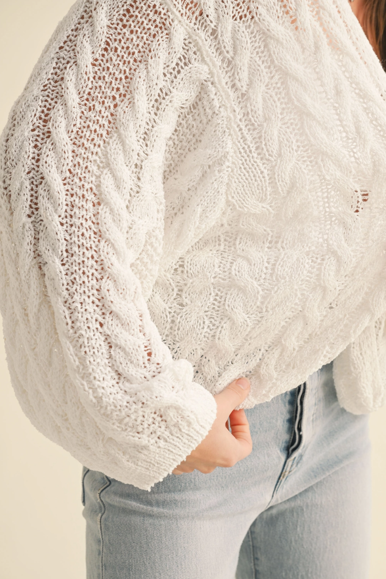 •MEG• lightweight cable knit cardigan