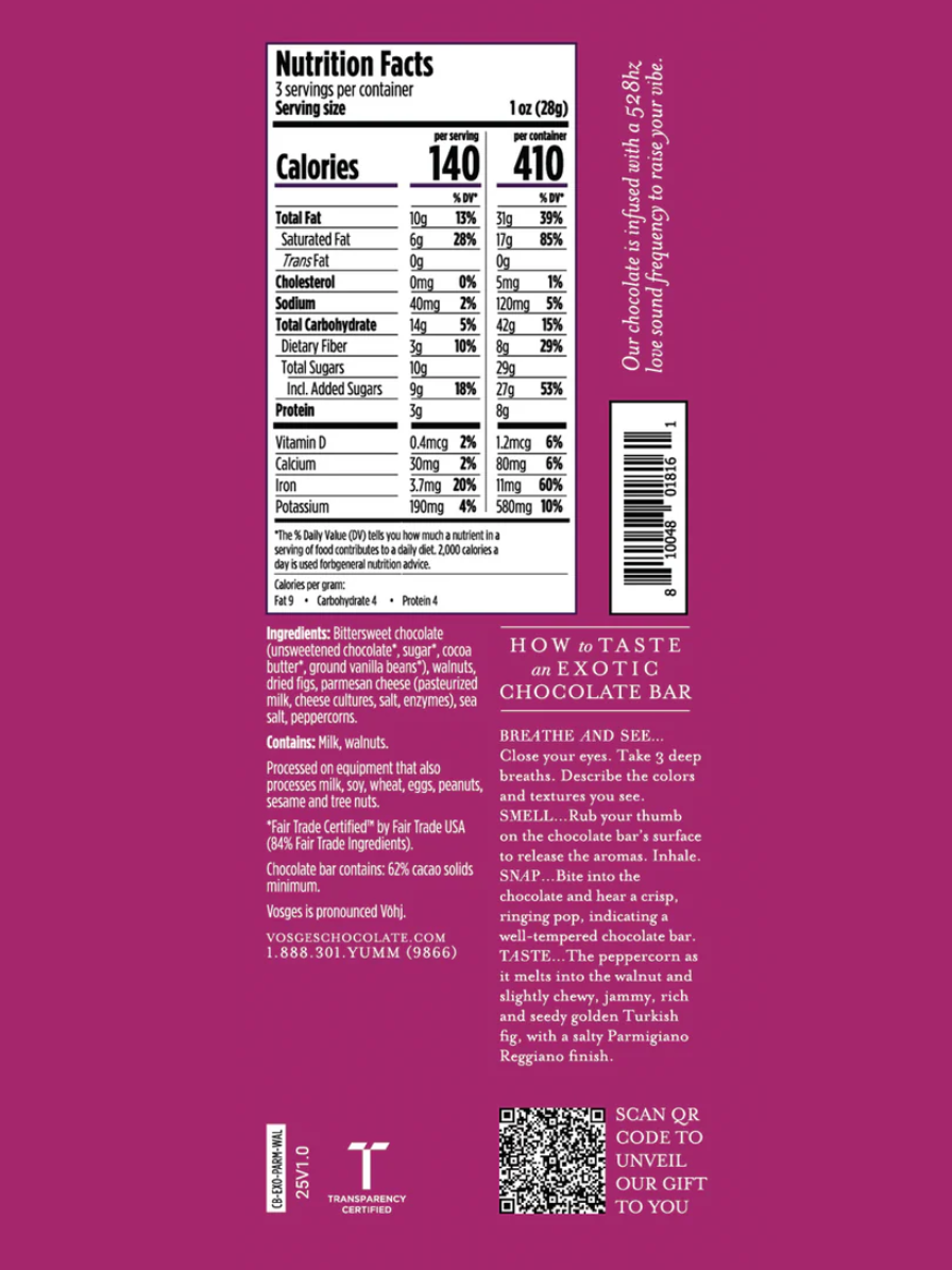 •PARMESAN, WALNUT, + FIG• dark chocolate bar