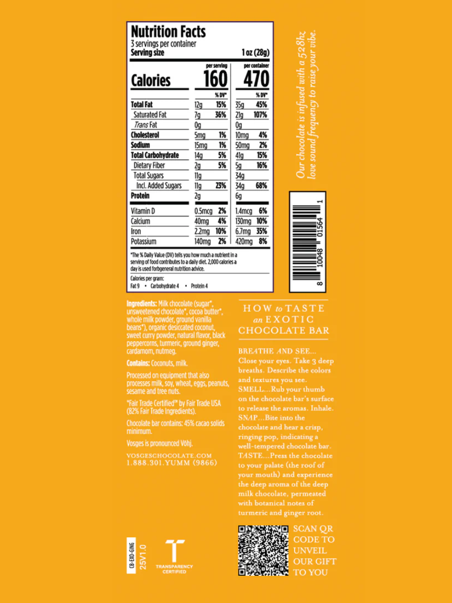 •TURMERIC GINGER• milk chocolate bar