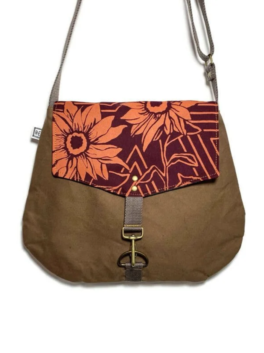 •SATCHEL - SUNFLOWER• waxed canvas crossbody