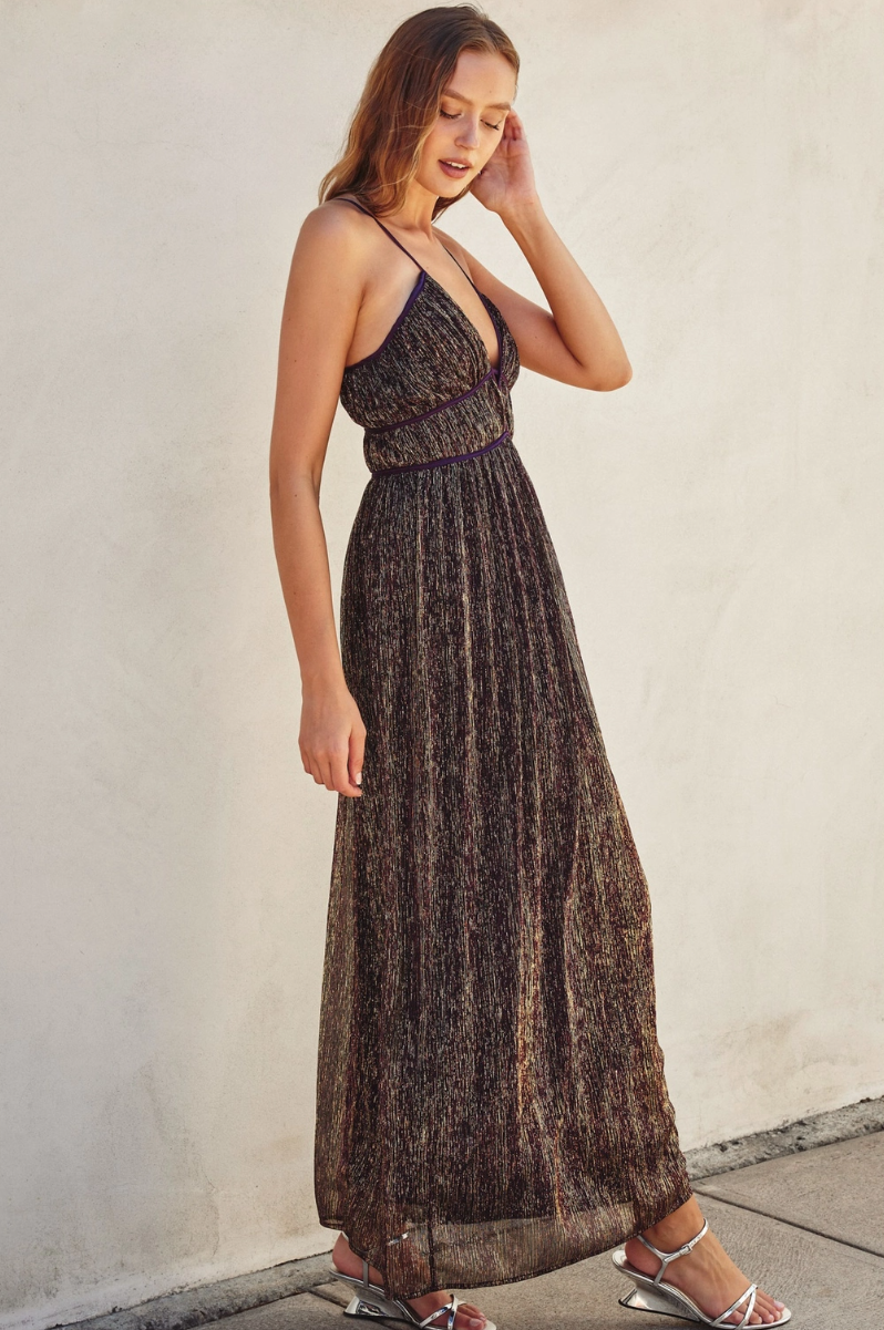 •GENEVIEVE• metallic maxi dress