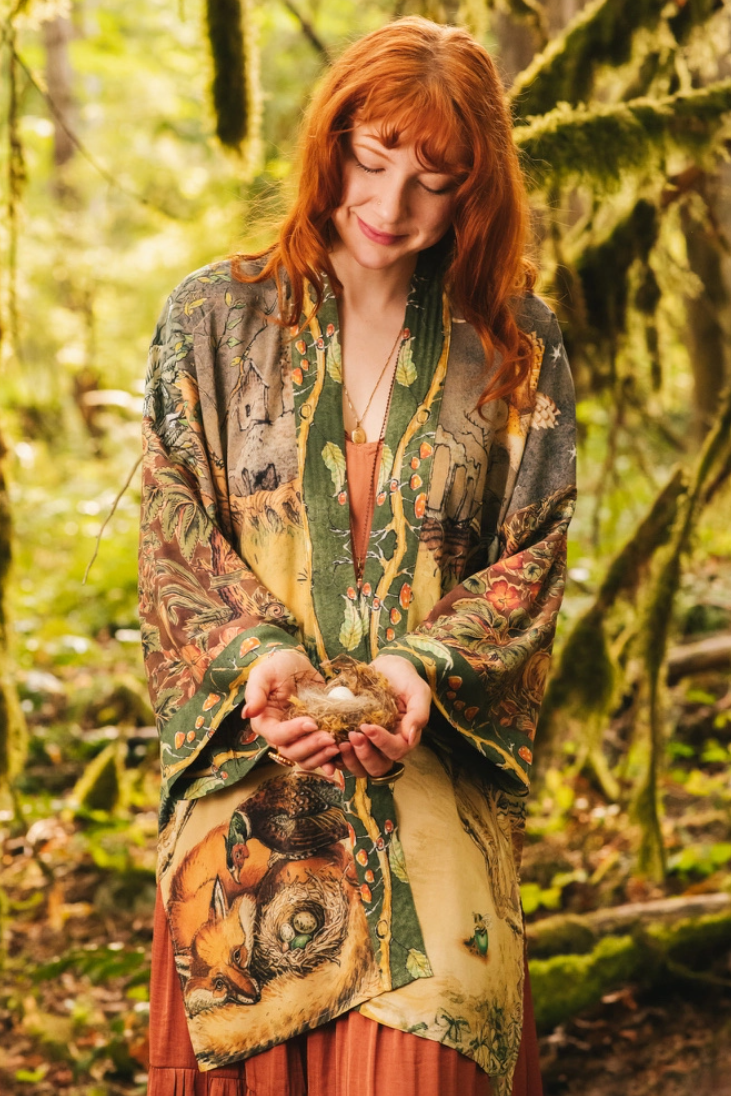 •WOODLAND WISDOM• bamboo cardigan with tie