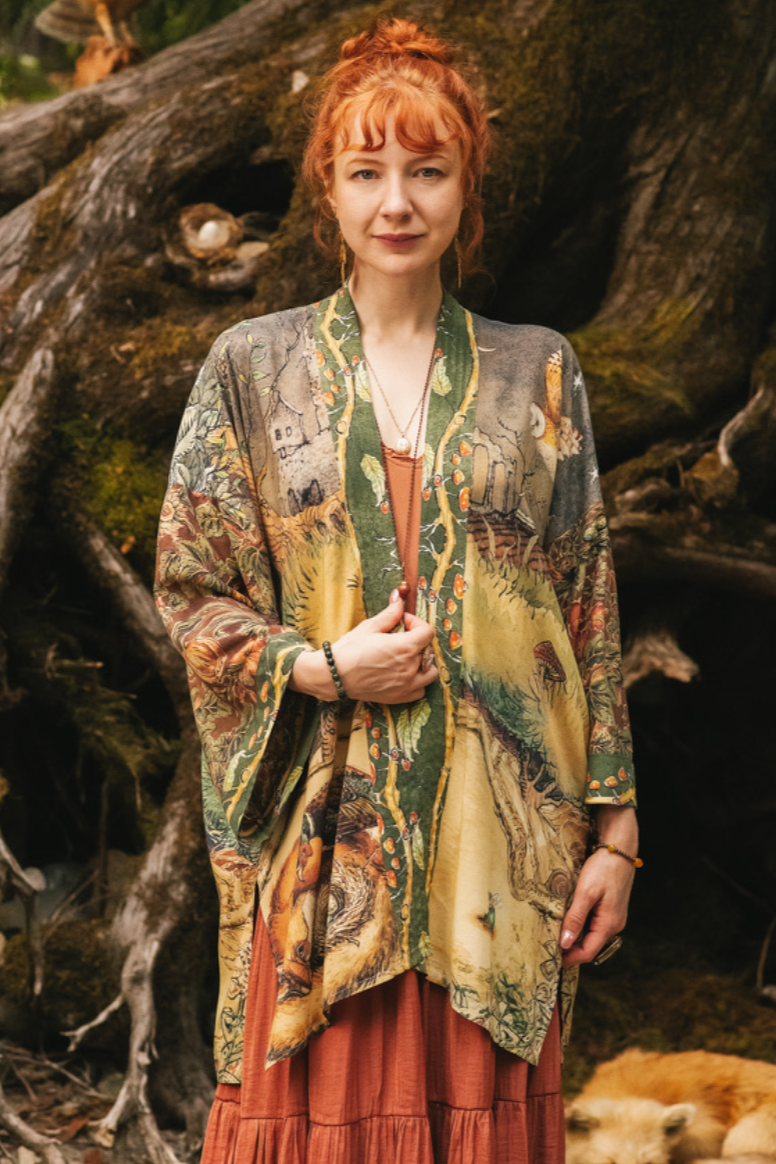 •WOODLAND WISDOM• bamboo cardigan with tie