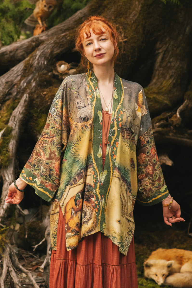 •WOODLAND WISDOM• bamboo cardigan with tie