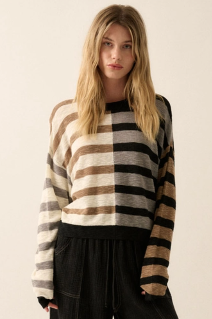 •LINNEA• striped ribbed knit sweater