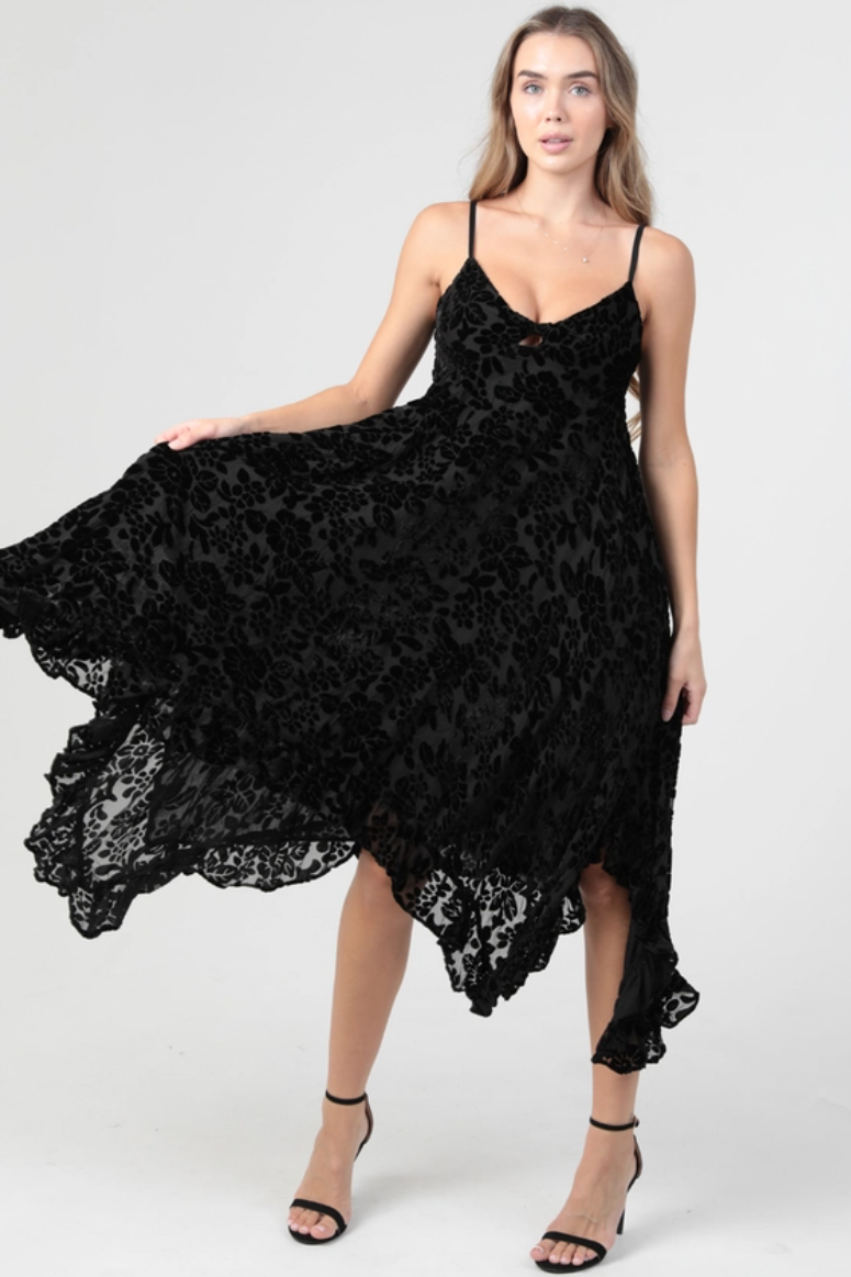 •SALEM• velvet burnout witchy midi dress