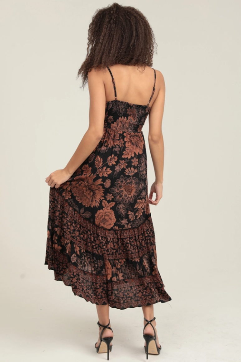 •SIENNA• dark floral midaxi dress