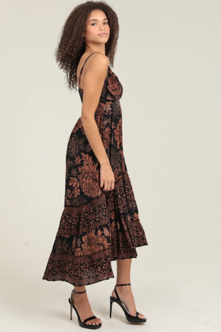 •SIENNA• dark floral midaxi dress