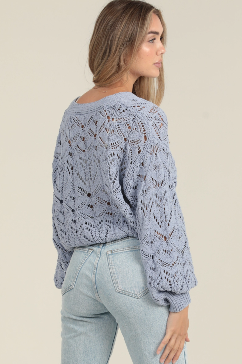 •KINSEY• button front open knit cardigan