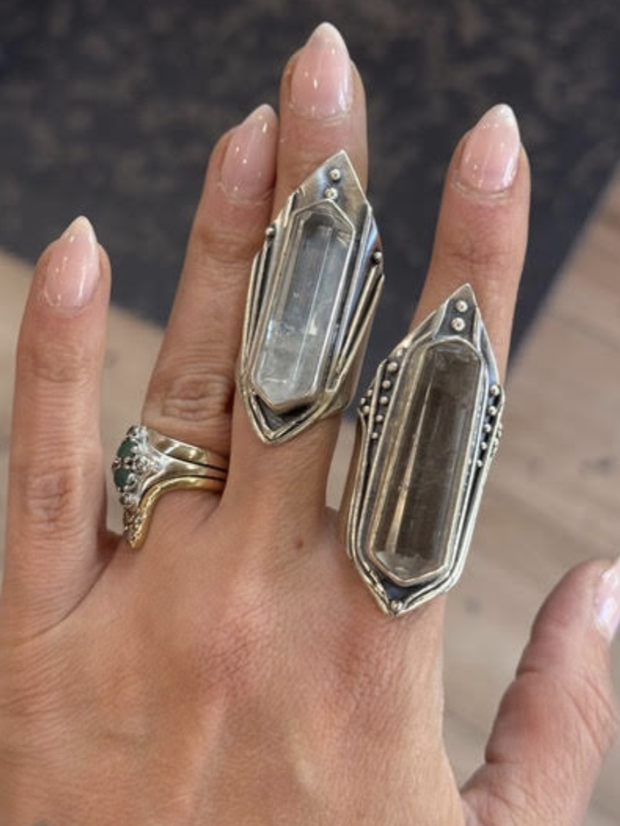 •GUINEVERE• smoky quartz + silver ring (size 9.5)