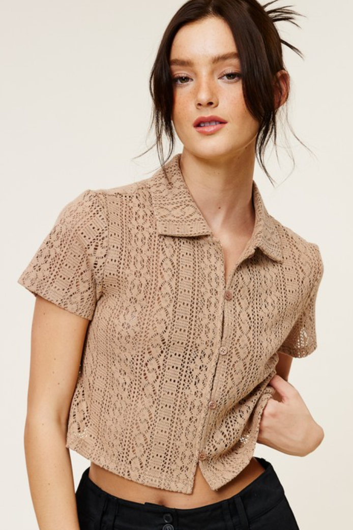 •NATALIE• crochet knit collared top