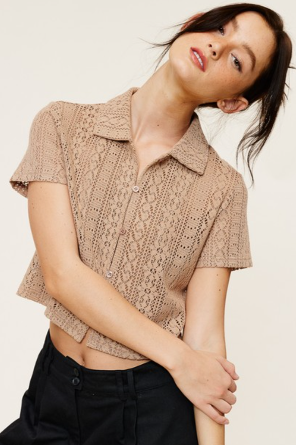 •NATALIE• crochet knit collared top