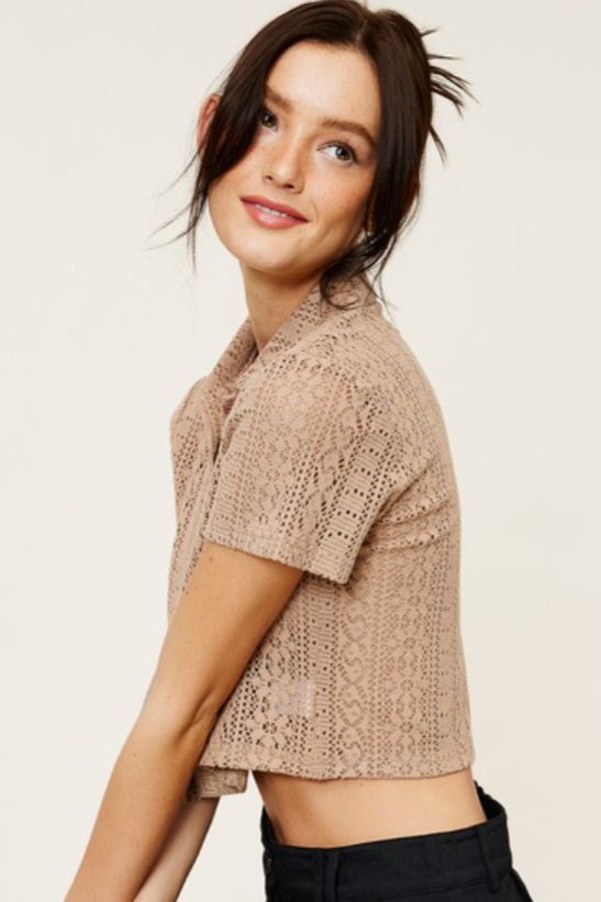 •NATALIE• crochet knit collared top