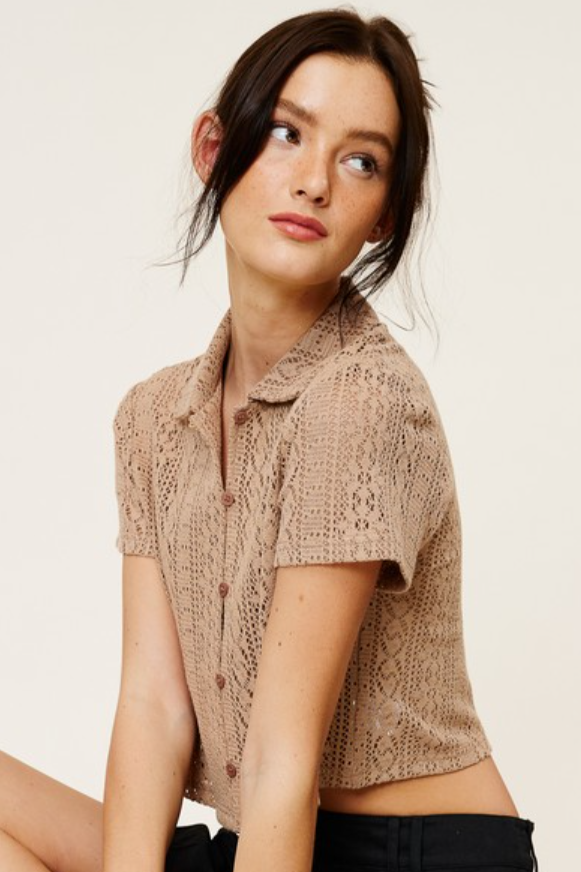 •NATALIE• crochet knit collared top