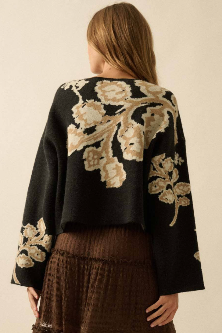 •ELSBETH• floral jacquard knit sweater