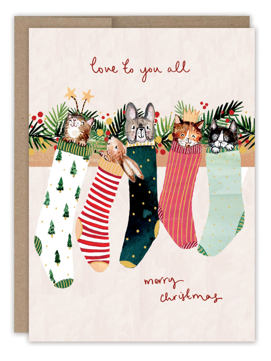 •STOCKING CRITTERS• holiday card