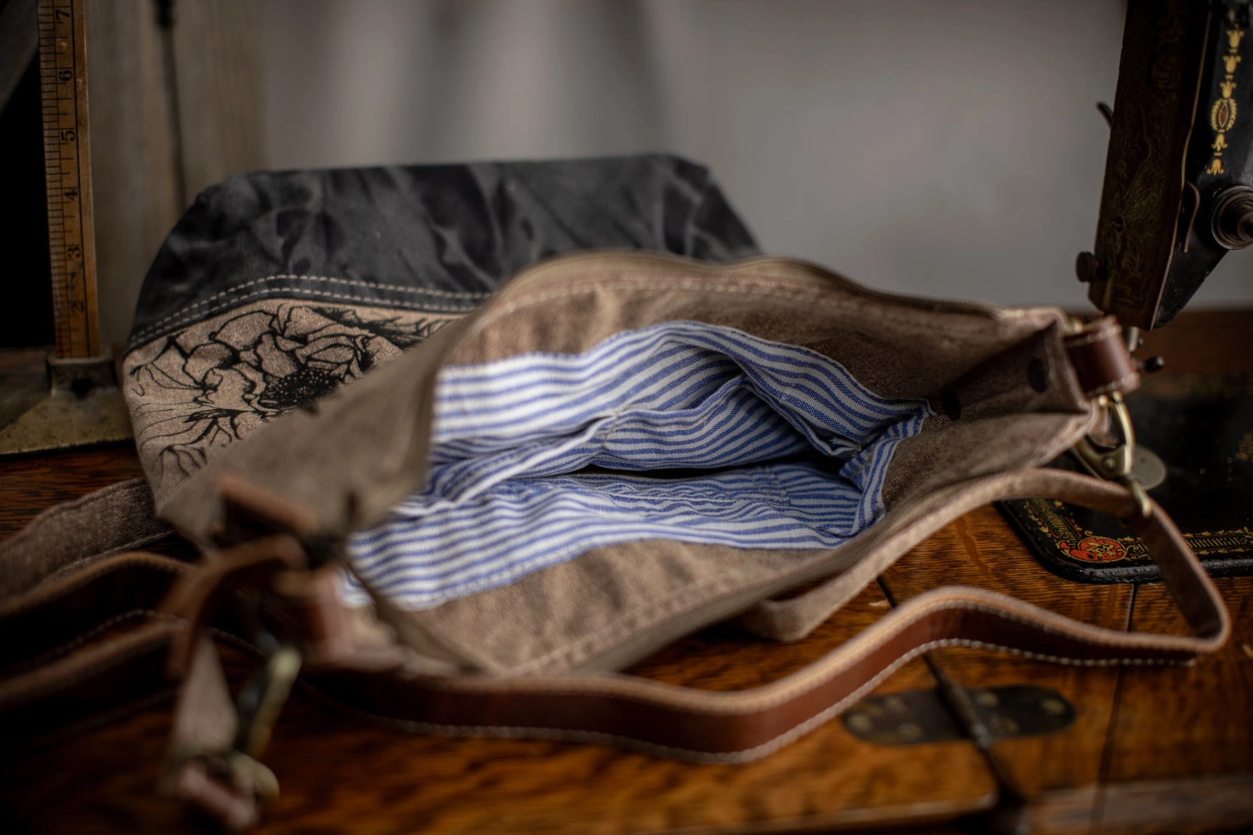 •PEONY BOTANIC• recycled canvas crossbody bag