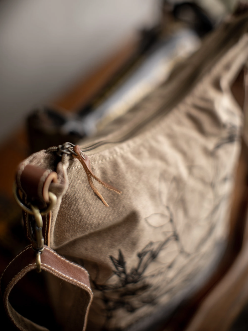 •PEONY BOTANIC• recycled canvas crossbody bag