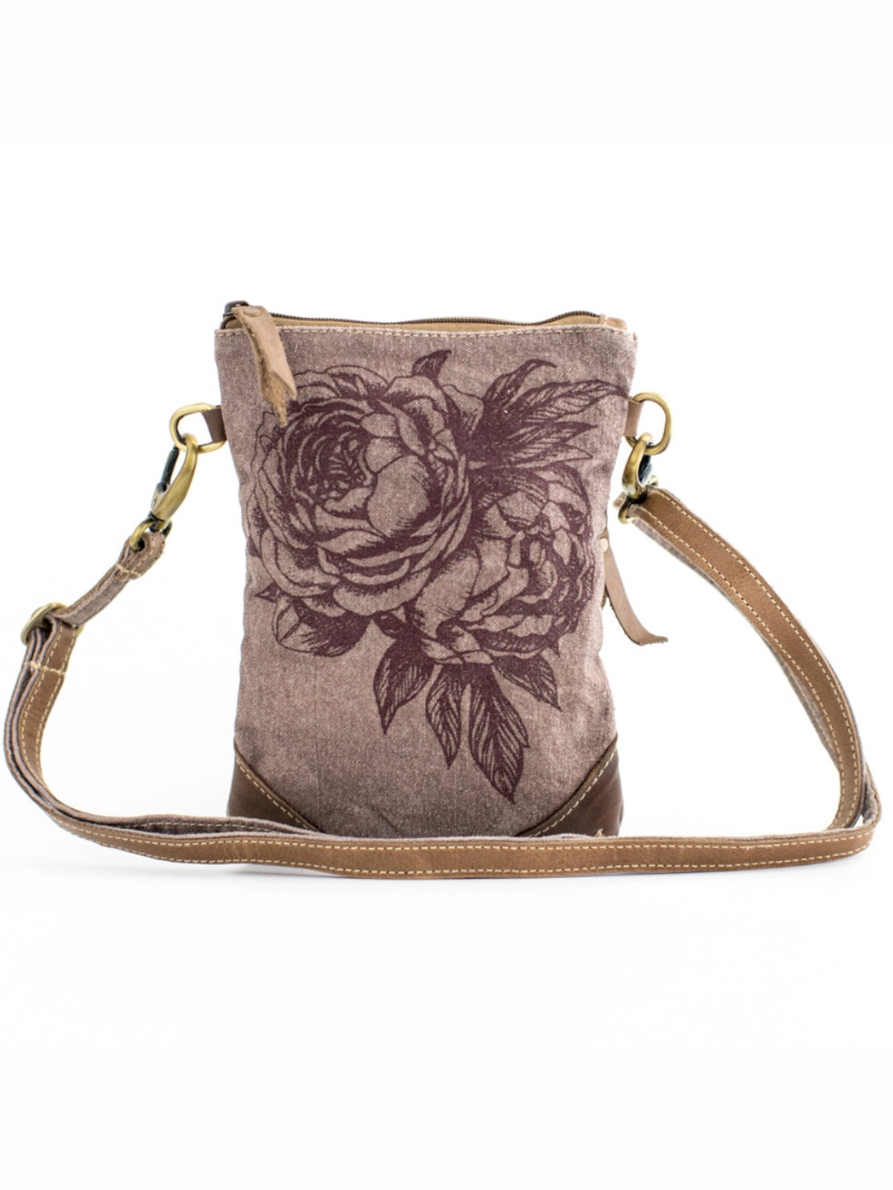 •PEONY• recycled canvas small sling