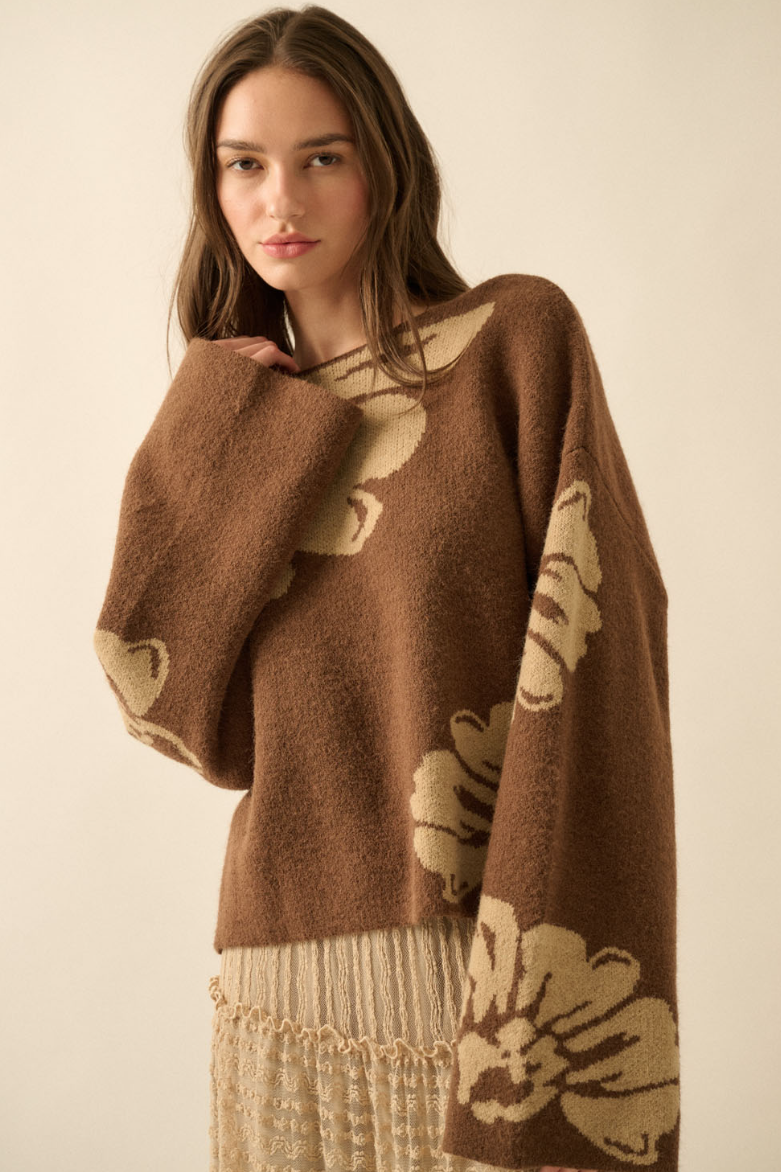 •ELIZA• floral jacquard knit sweater