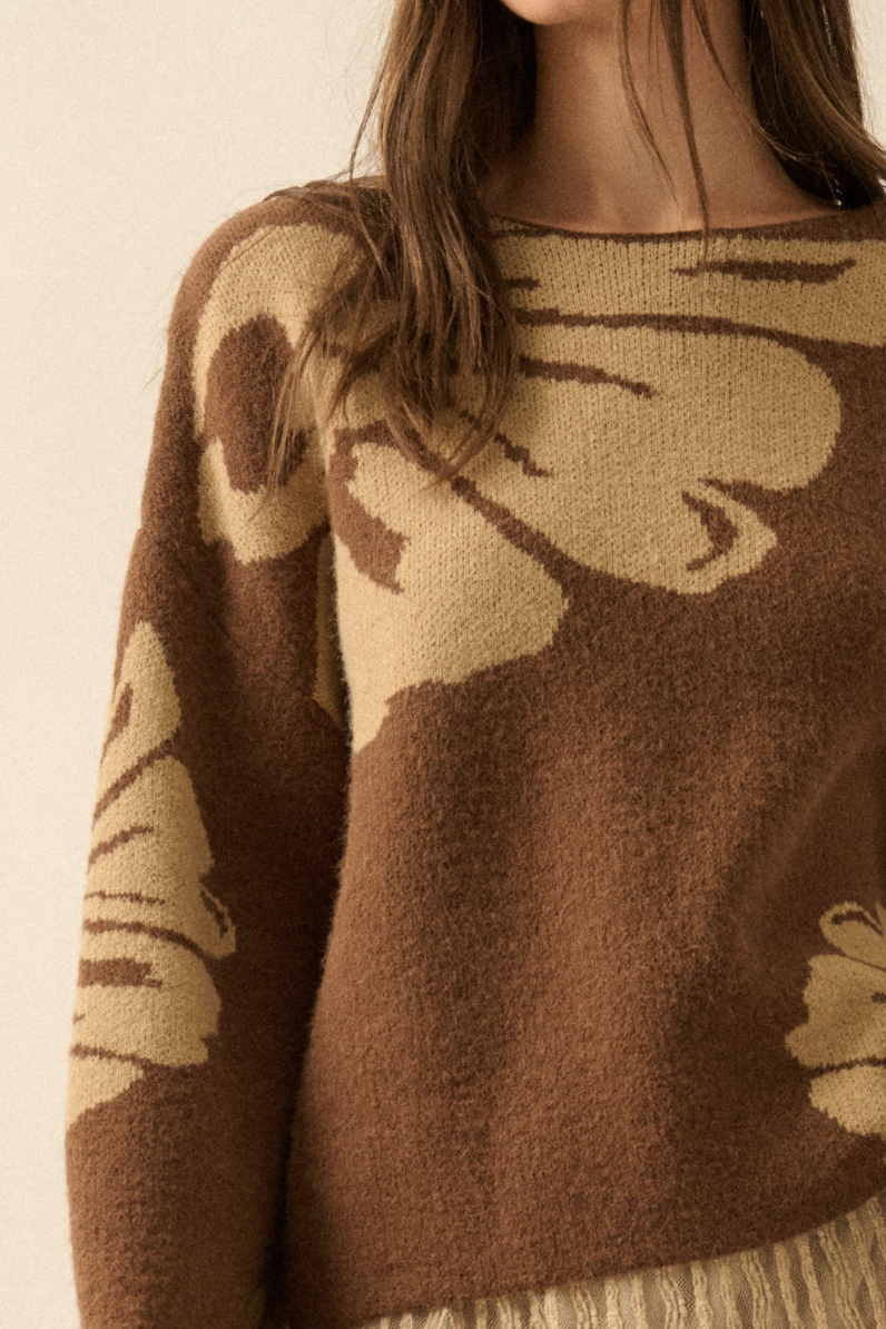 •ELIZA• floral jacquard knit sweater