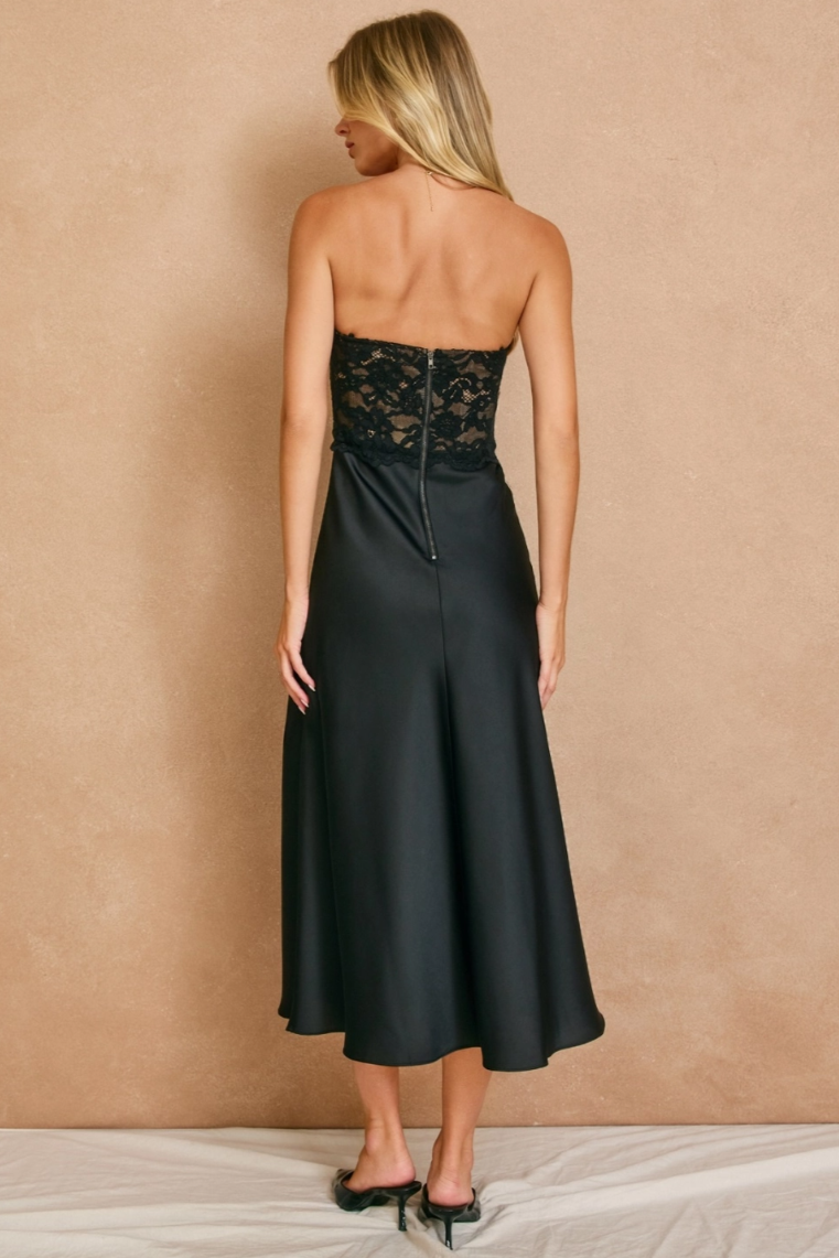 •BLANCA• convertible satin & lace midi dress