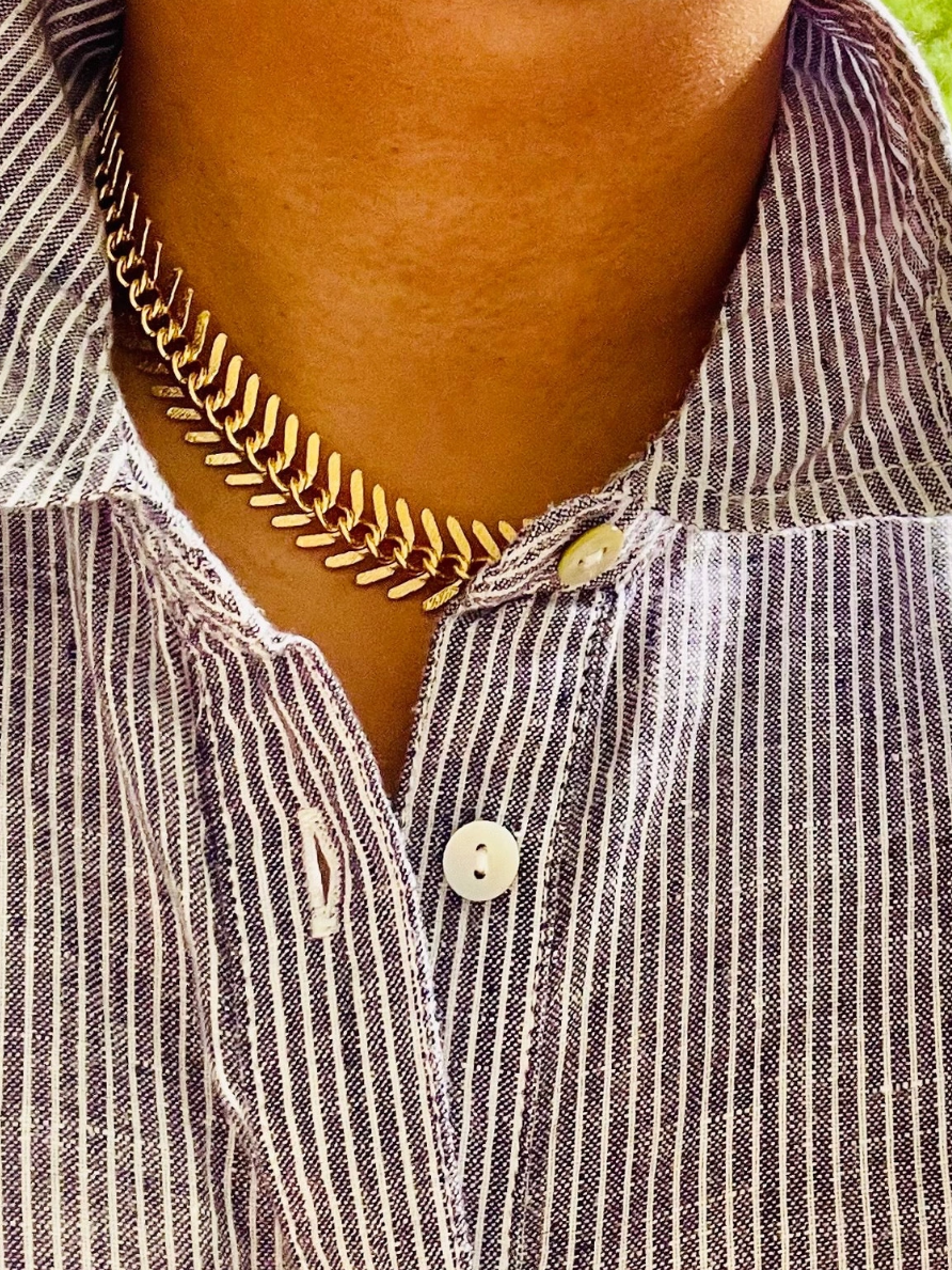 •FISHBONE• 18K gold plated necklace (15"-18" long)