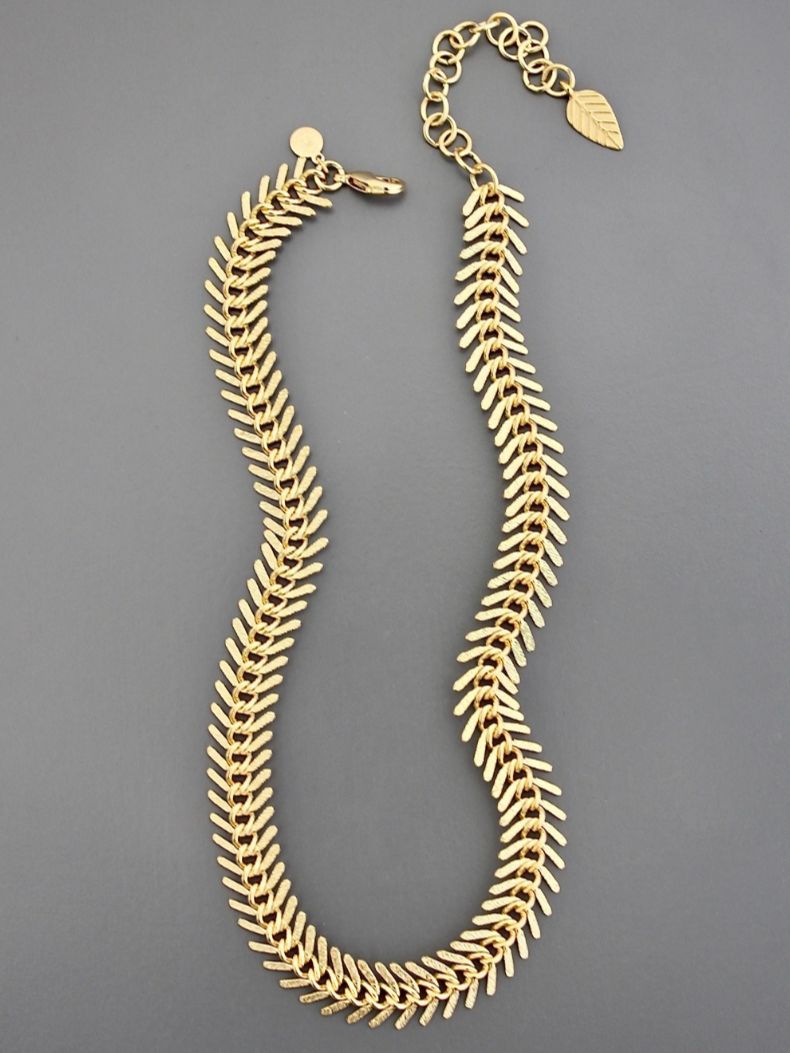 •FISHBONE• 18K gold plated necklace (15"-18" long)
