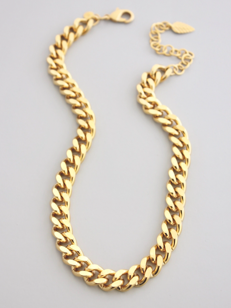 •CURB CHAIN• 18K gold plated necklace (15"-18" long)