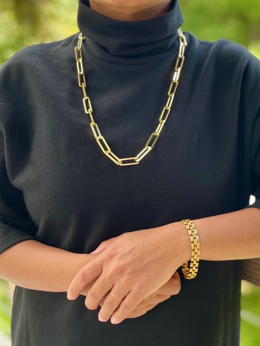 •PAPERCLIP• 18K gold plated necklace (23"-26" long)