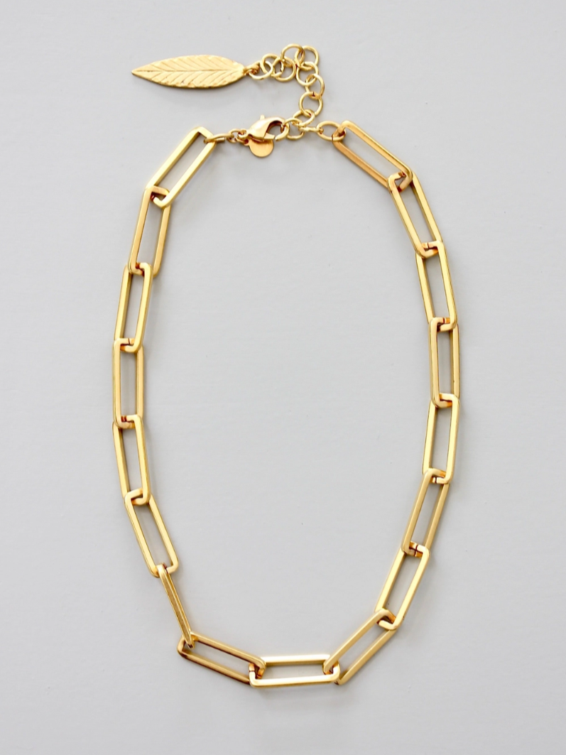 •PAPERCLIP• 18K gold plated necklace (15"-18" long)