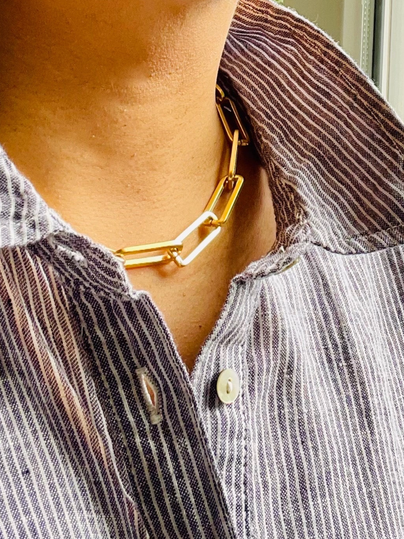 •PAPERCLIP• 18K gold plated necklace (15"-18" long)