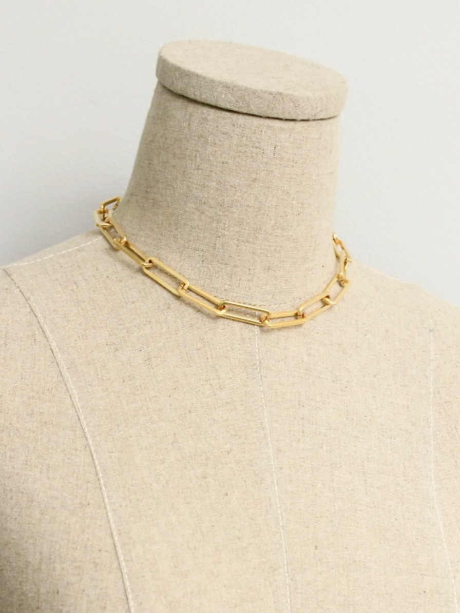 •PAPERCLIP• 18K gold plated necklace (15"-18" long)
