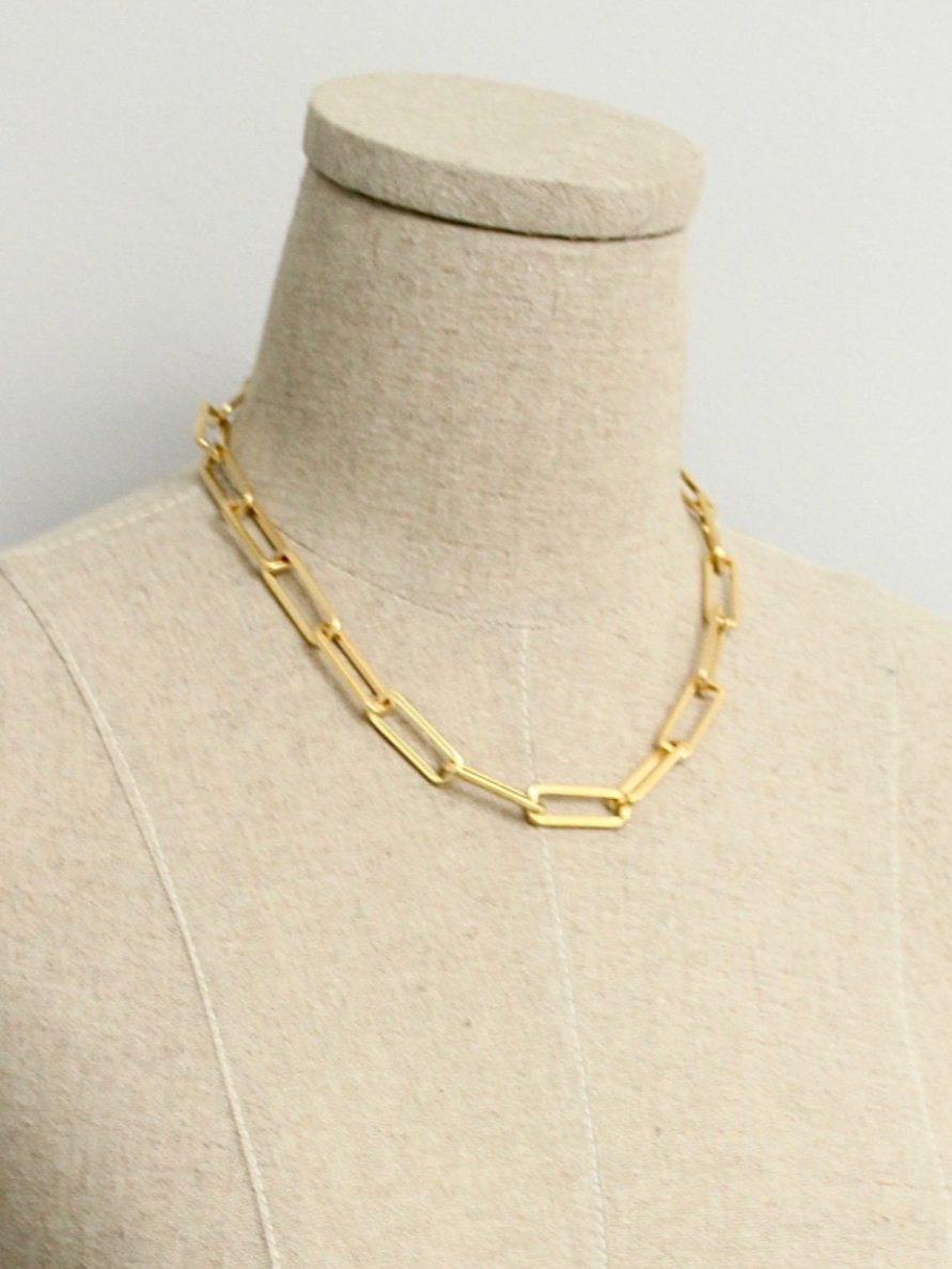 •PAPERCLIP• 18K gold plated necklace (15"-18" long)