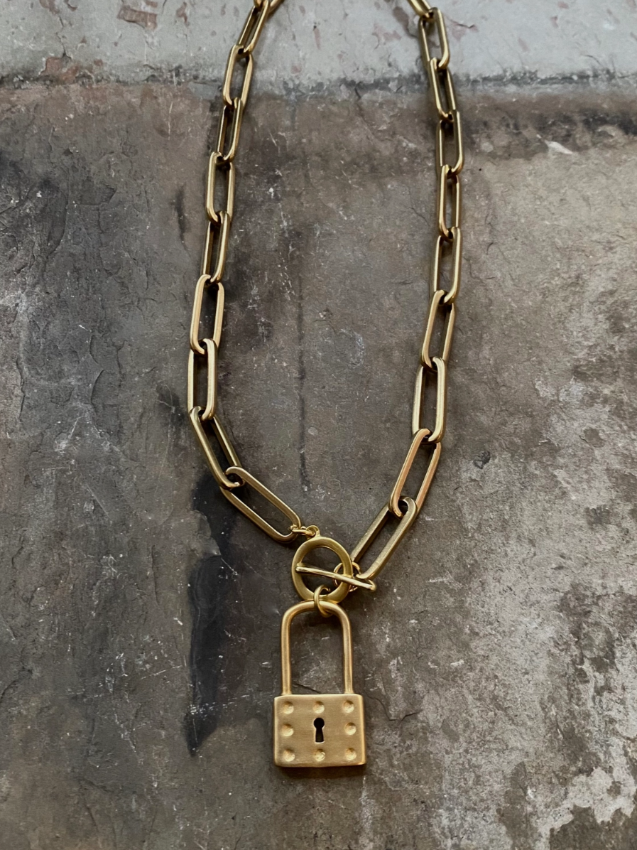 •SAFE• brass necklace (18" long)