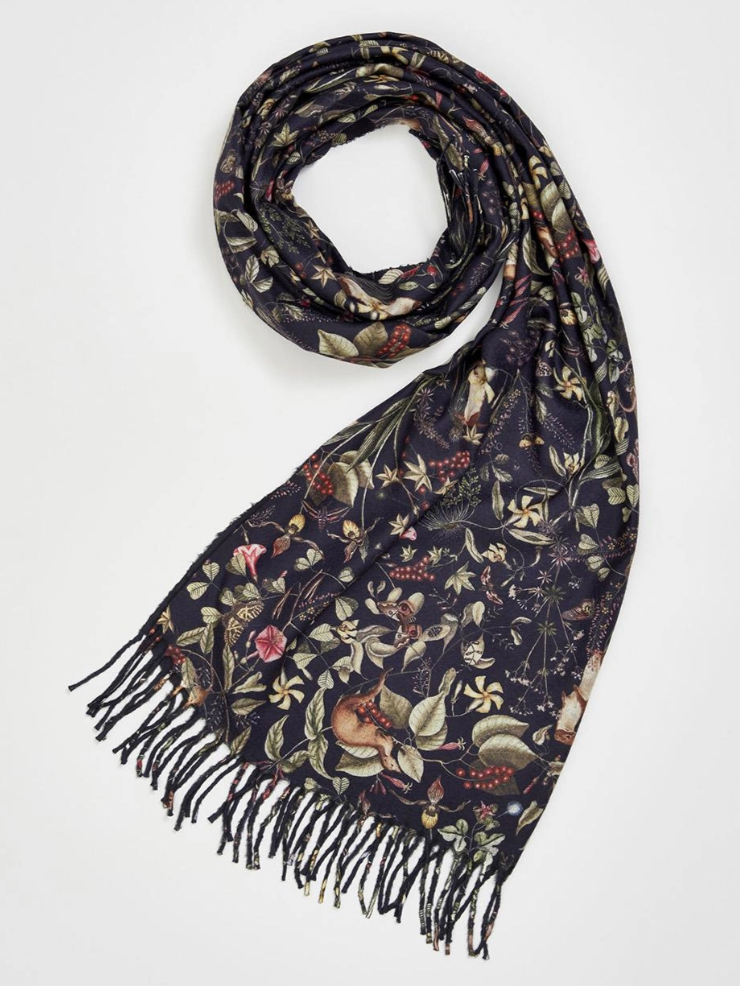 •NIGHT GARDEN• fringed scarf