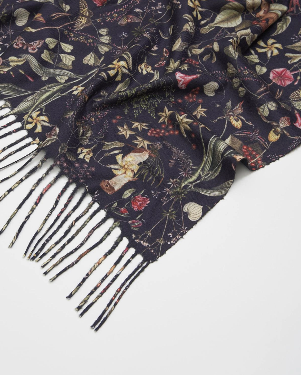 •NIGHT GARDEN• fringed scarf