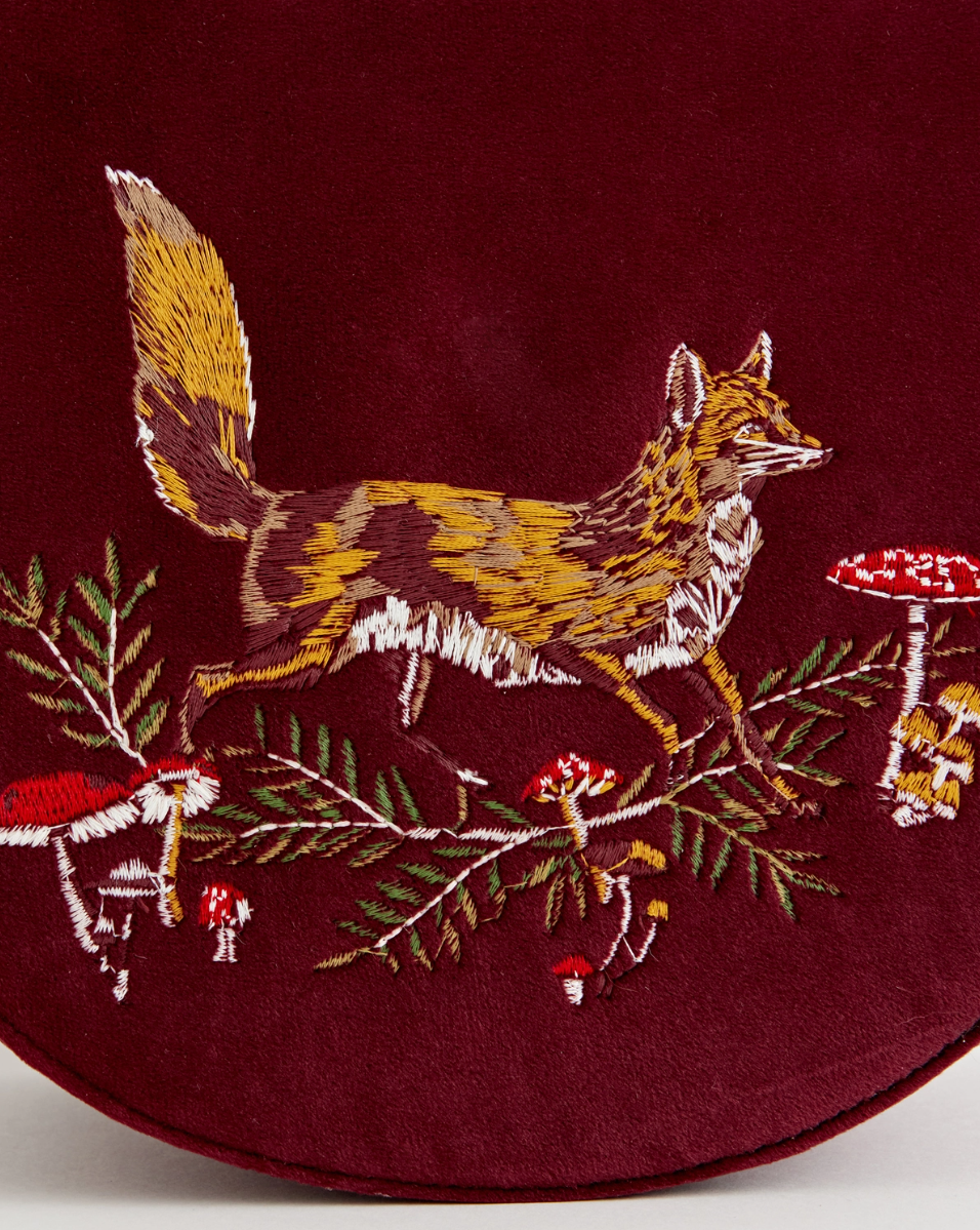 •FOX & SHROOM• embroidered velvet saddle bag