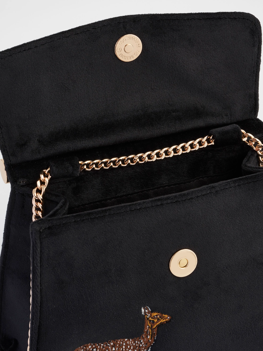 •DEER & MOON• embroidered velvet tote